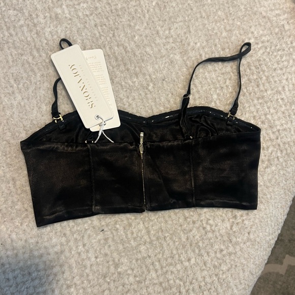 NWT Shona Joy La Lune Corded Ruched Bralette - Black - Size 2 - Picture 7 of 9